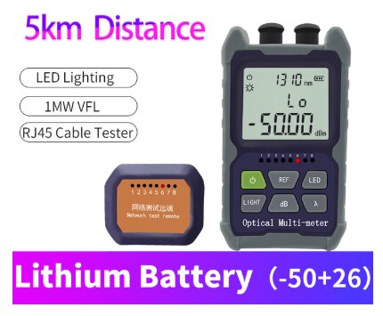 Mini 4 in 1 Optical Power Meter Visual Fault Locator Network Cable Test optical fiber tester 5km 15km 30KMVFL: 50CP-1mw  5KM