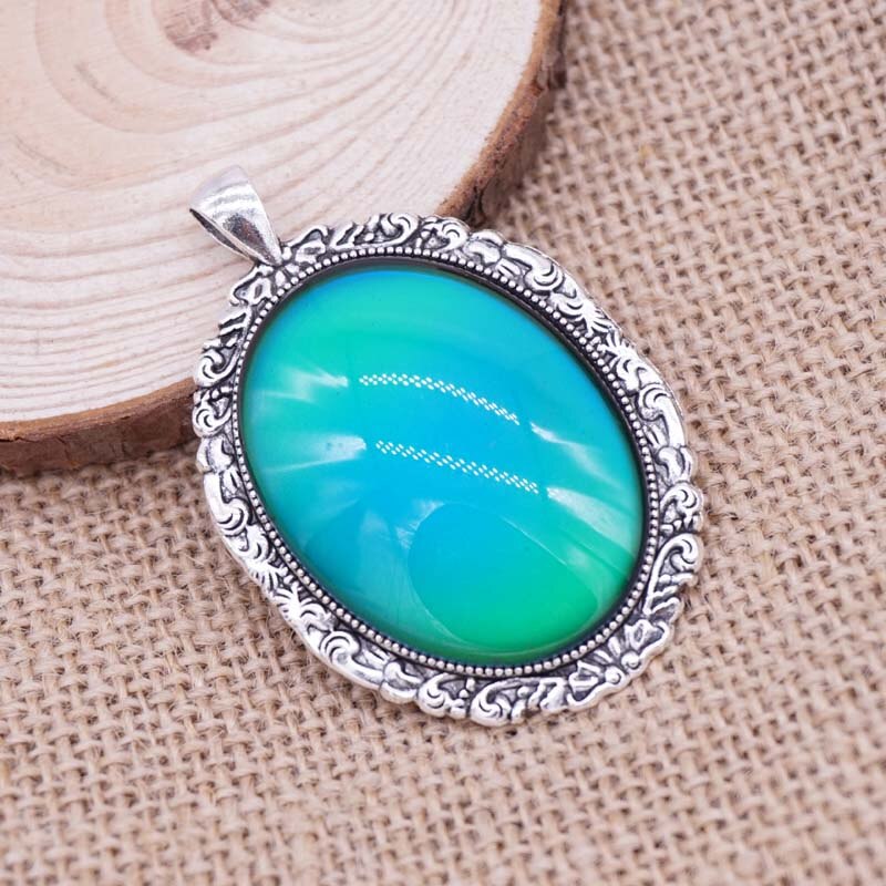 Unique! Newest Round Alloy Pendant Changing Color According To Temperature Mood Necklace Pendants: 3