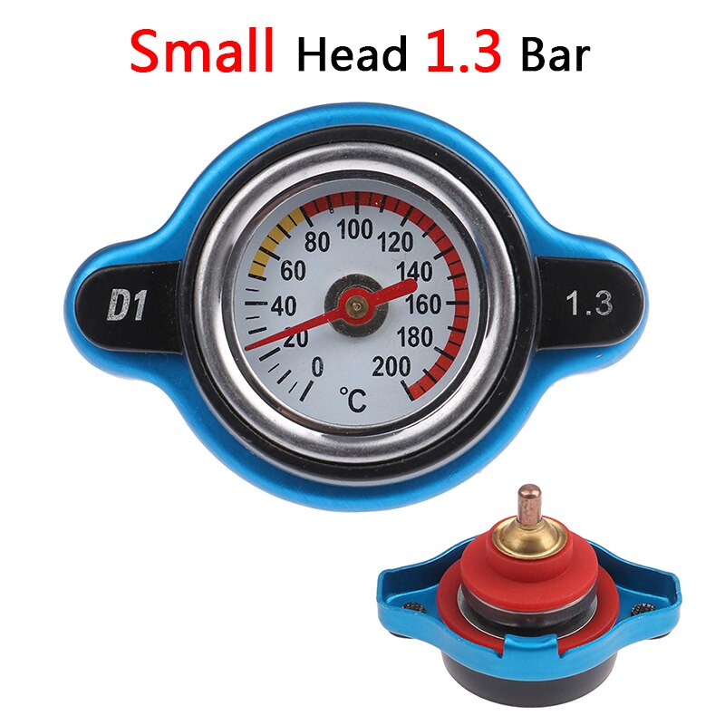 Tapa de radiador térmico D1 Spec para motocicleta y coche, cubierta de tanque, medidor de temperatura del agua con utilidad segura, 0,9 Bar/1,1 Bar/1,3 Bar, 1 unidad: Small Head 1.3