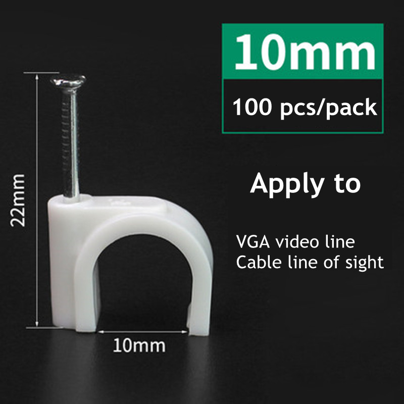 100 pcs 4/5/6/7/8/9/10/12mm Cable Steel Nail Line Card Card Wire Line Circular Cable Clips Trough Wire Fixing: 10mm