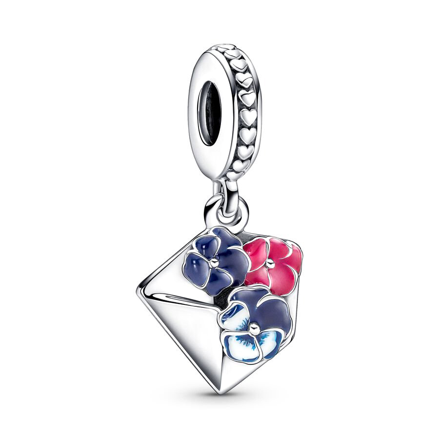 DIY Jewelry Deep Purple Pansy Flower、Pink Pansy Flower & Pink Daisy Flower Charm Bead Fit Original Silver 925 Europeans Bracelet: Silver