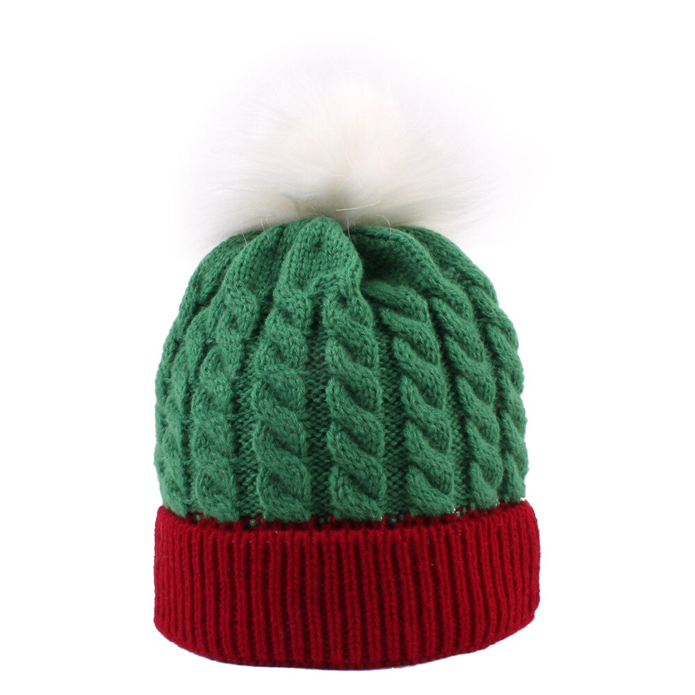 Bonnet de noël tricoté en Crochet pour bébé, classique, bloc de couleurs, , pour l&#39;hiver, pour garçons et filles