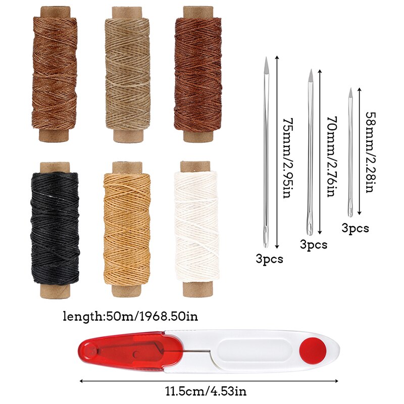 Leather Sewing Working Kit Hand Sewing Needles Waxed Thread With Yarn Thread Scissor For DIY Leathercraf Tools