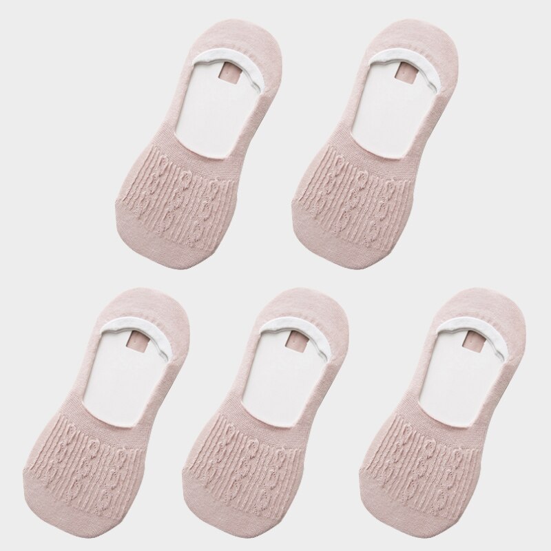 Candy Color Invisible Non-slip Low Cut Socks Women Casual Cotton Breathable Ankle Boat Socks 5Pairs: style I 5 pairs