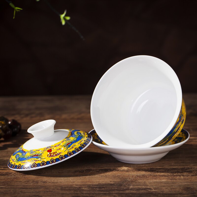 Jingdezhen Gaiwan Porzellan Keramik Tee Schüssel Untertasse Abdeckung einstellen 240ml Meister Pu'er Tasse Teegeschirr Getränk Tee Terrine Container