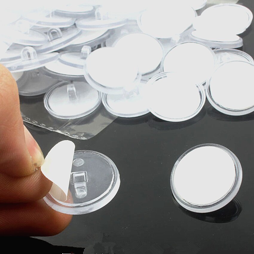 POP Display Sign Poster Hanging Holder Plastic Clear Round Base 2cm 3cm With Strong Adhesive Tape Sticker Stand In Store 100pcs