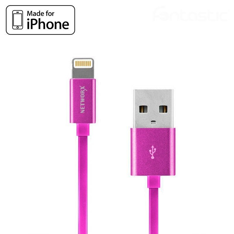Cable USB iPhone 5 / 6 / 7 / 8 / 8 Plus / IPhone X / IPad (Homologado Apple MFi) Rosa