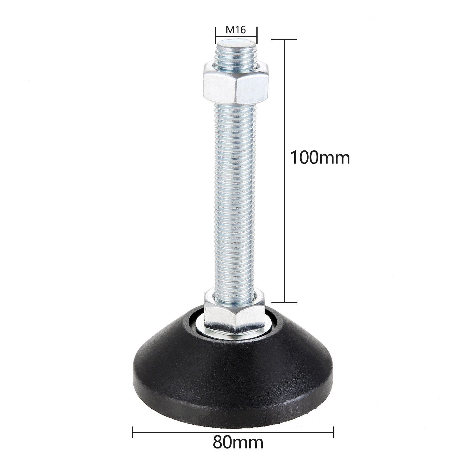 Adjustable Levelling Feet Swivel Base Furniture Glide Pad Adjusting Foot M8 M10 M12 M14 M16 Threaded Screw in Height 2/1 PC: 80XM16X100(DXMXH)1pc