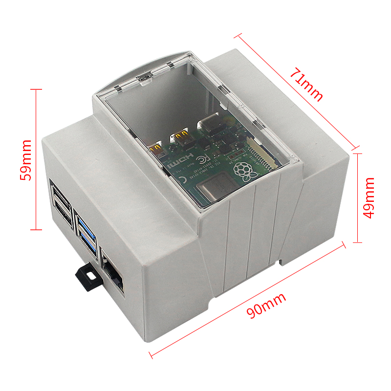 Raspberry Pi 5 4 3 ABS caja eléctrica carril DIN carcasa Modular disipador de calor de aluminio opcional ventilador de refrigeración para Pi 4 /3B + /3B