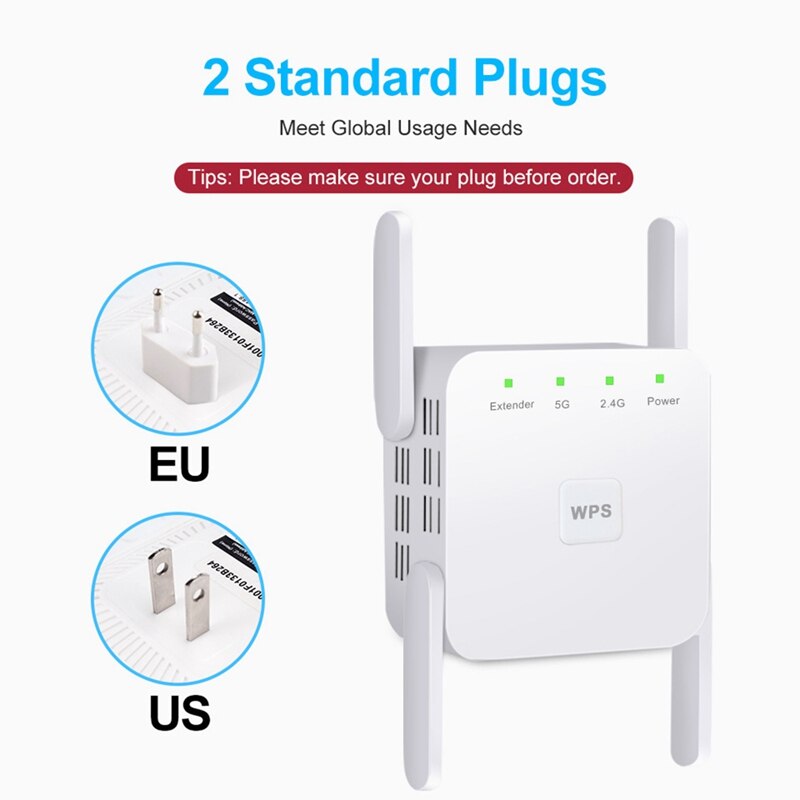 O amplificador 2.4g suporta 5g banda dupla 1200m quatro antena wifi forte através da parede repetidor sem fio