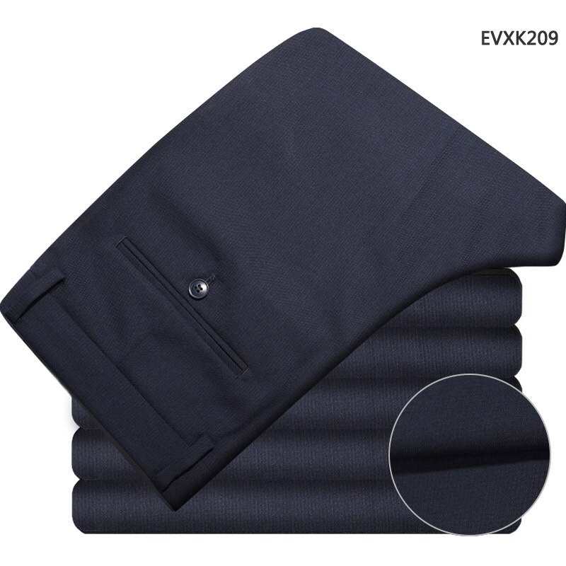 Men's Zipper Fly Wrinkle-Resistant Suit Pants Formal Business Meeting for Groom Navy Blue
