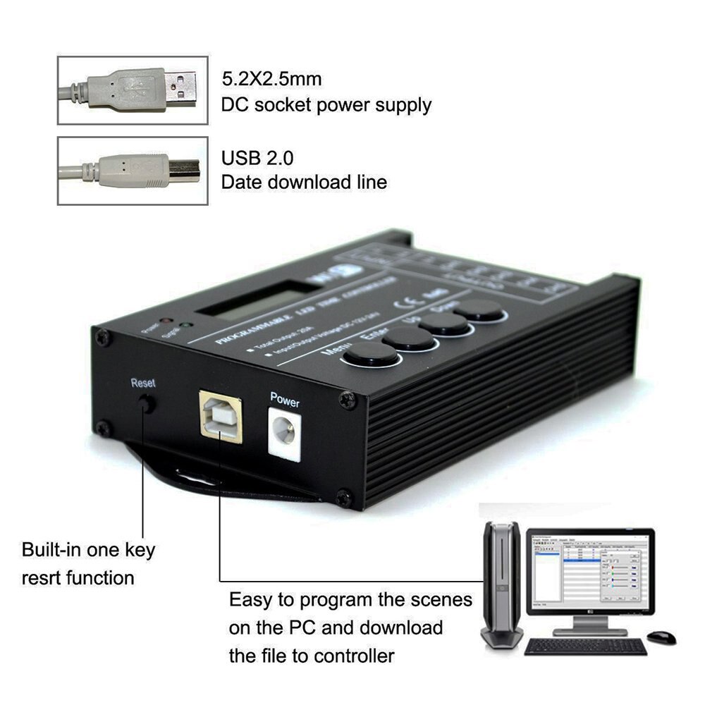 Tc420 tc421 tc423 oppgradert ledetid wifi programmerbar kontroller  dc12v/24v 5- kanals utgang til ledet stripe lys akvarier