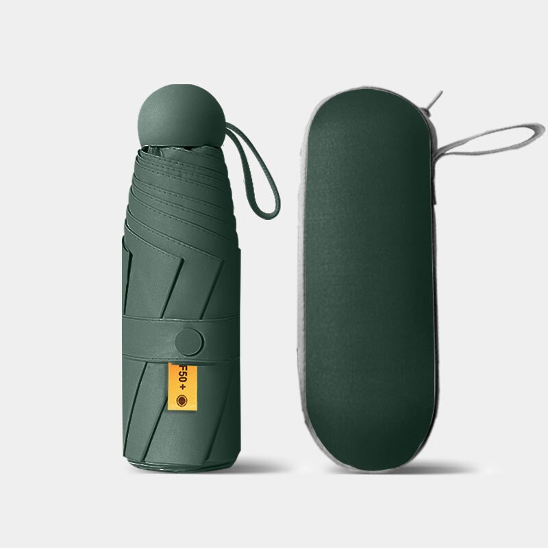 Mini Five-fold Ultra-light Compact Portable Capsule Sun Umbrella Female Sunscreen UV Protection Sunshade Umbrella Dual-use: green