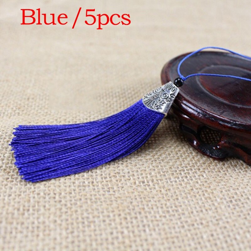 5Stck Gemischte Farbe 8cm Hängenden Seil Seide Quasten Randbereich NäHenne Knall Quaste trimmen Schlüssel Quasten Für Diy Verschönern vorhang Zubehör: 3