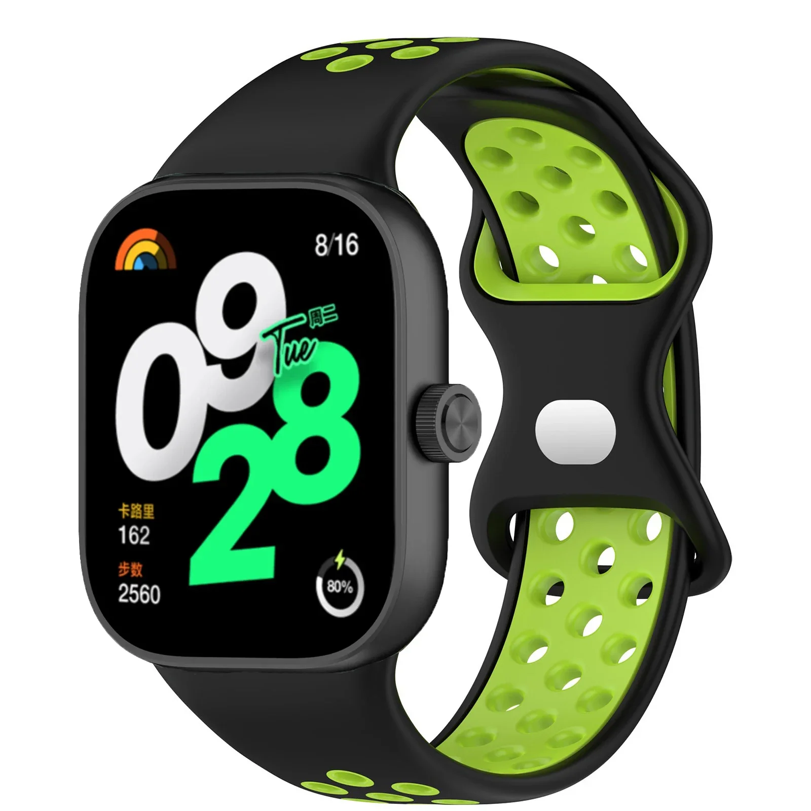 Offizielles Silikonarmband für Redmi Uhr 4 5 Bandzubehör Ersatz atmungsaktives Armbinde Armbinde Xiaomi Band 8 9 Profi Gürtel: Weiß Schwarz / 12mm