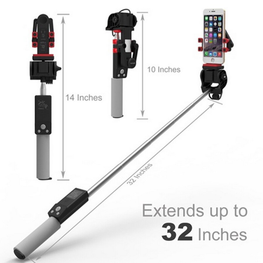 360 Rotation Wireless Bluetooth Selfie Stick - 812mm Extended - Handheld Remote Control for Android iOS