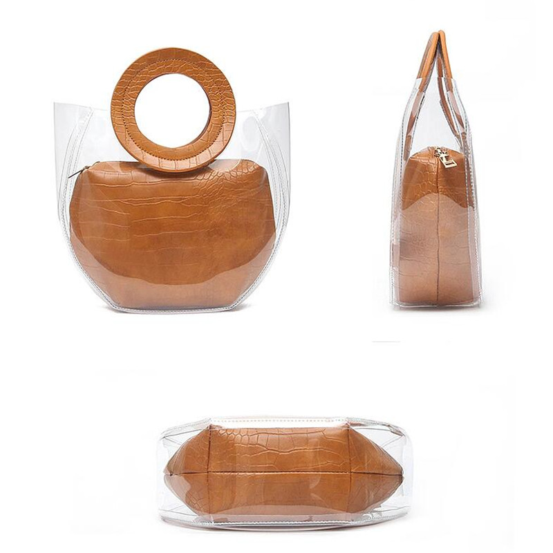 Ensemble de sacs à main pour femmes, lot de 2 pièces, emballage transparent en pvc, seau, chignon, maman, bagages, ,