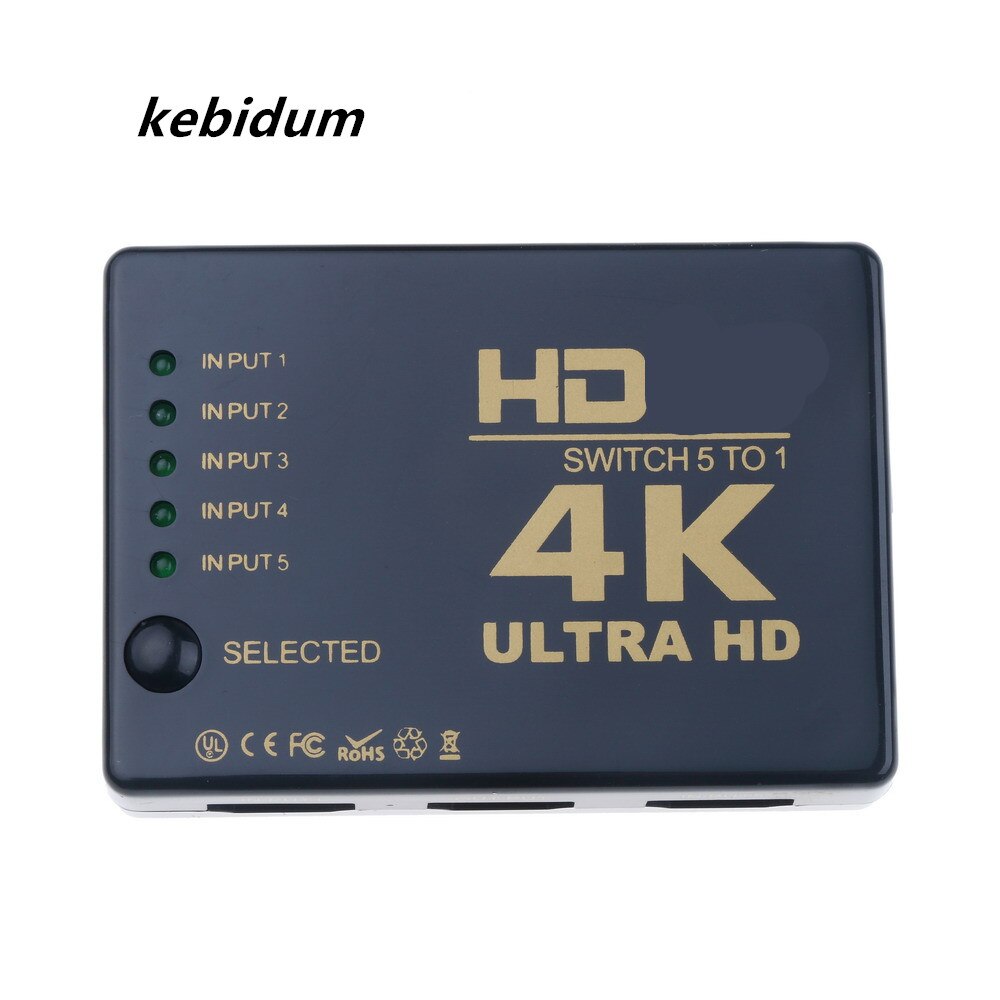 Mini HD Switcher 4K HD 1080P 3/5 Port HD Switch Selector Splitter With Hub IR Remote Controller For HDTV DVD TV BOX
