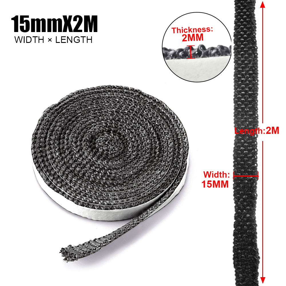 2/3m 10/15mm Glasfaser seil dichtung Herd/Feuers eil Holzofen Holz brenner Tür dichtung Hoch temperatur feuerfeste Dichtung: Schwarzes