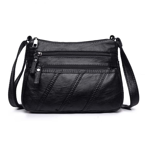 Annmouler Women Crossbody Bag Black Soft Washed Leather Shoulder Bag Patchwork Messenger Bag Small Flap Bag for Girls: No 1