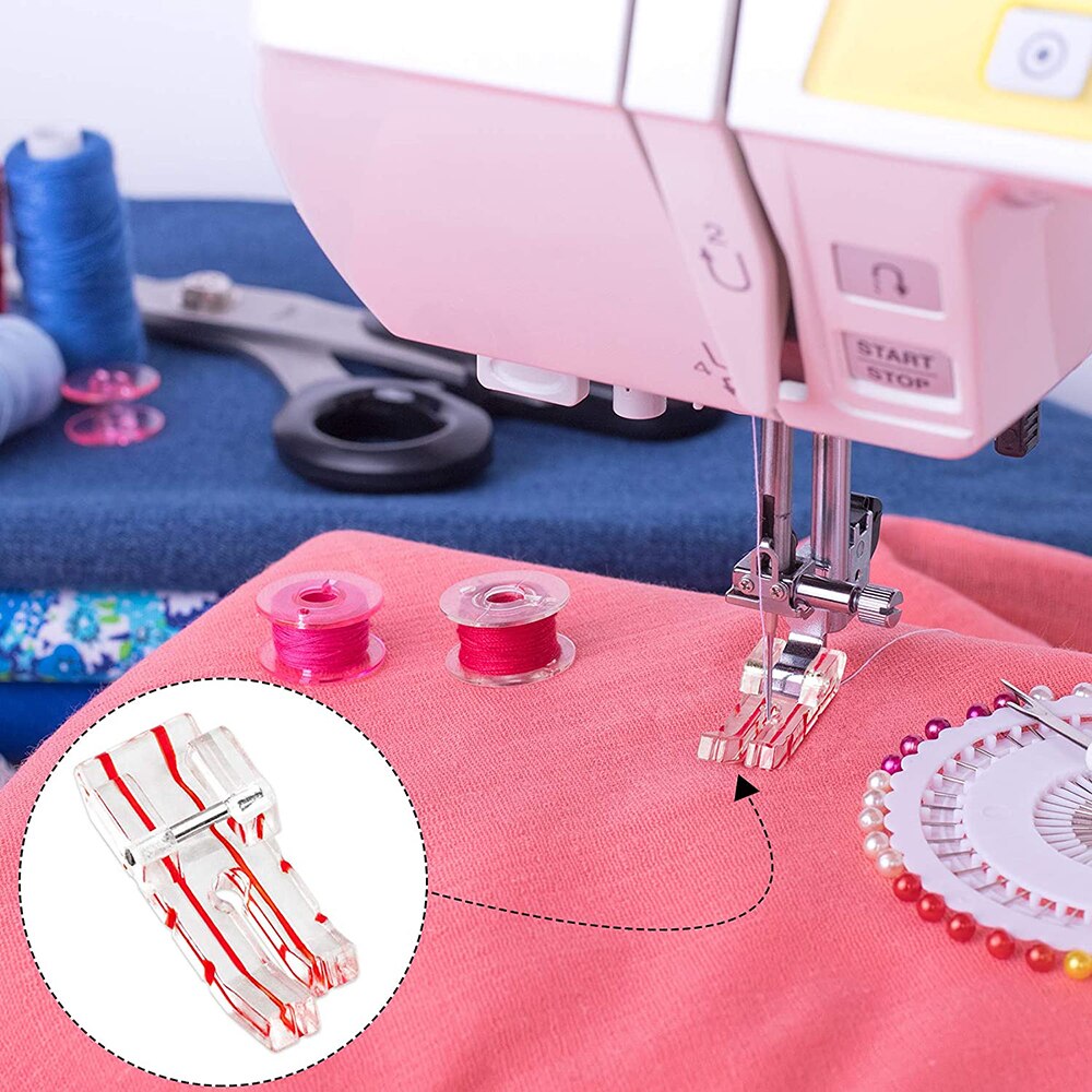 2Pcs 1/4" Quilting Presser Feet Sewing Machine Presser Foot Plastic Border Guide Presser Foot for Home Low Shank Sewing Machines
