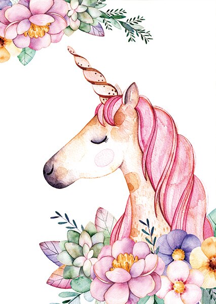 Toile avec motif de licorne flamand rose 11CT | Sur toile avec impression DMC, broderies en tissu point de croix avec points de croix chinois: unicorn / 11CT Silk 95x70cm