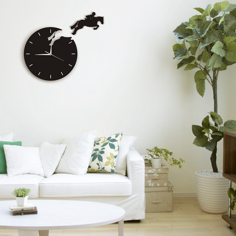 Reloj de pared de 3D para montar a caballo, accesorio de decoración artística para jinete, saltar, montar a caballo