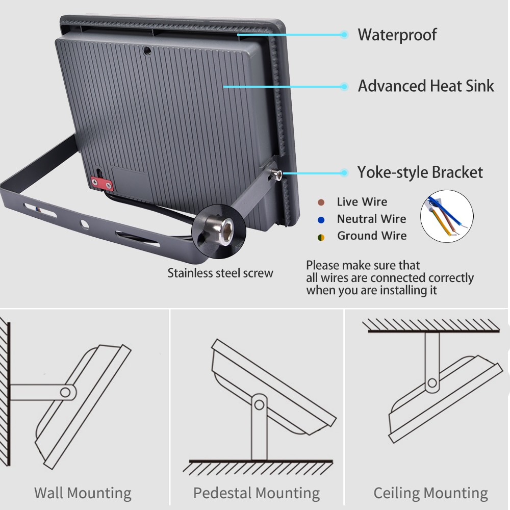 LED Flood Light 50W 100W 150W 200W 300W 110V/220V Waterproof IP67 Spotlight Outdoor Garden Lamp Led Floodlight
