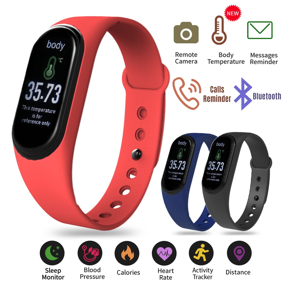 Smart Pedometer BT Connection Body Temperature Heart Rate Blood Pressure Monitor Activity Tracker Sleep Monitor Step Counter