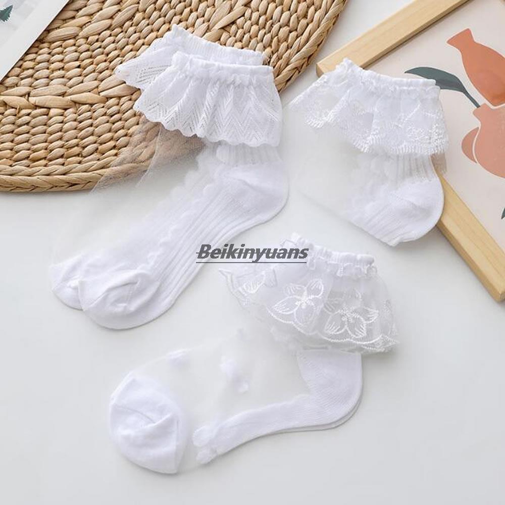 New summer children&#39;s socks girls lace socks Princess mesh glass silk stockings girls white socks