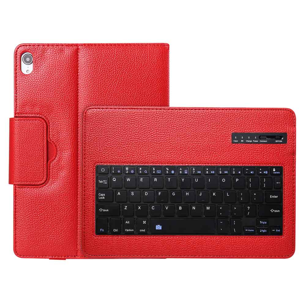 Wireless Bluetooth Keyboard Leather Case Voor Ipad Pro 11 A1980 A2013 A1934 A1979 Tablet Cover Litchi Patroon Toetsenbord Case: Red