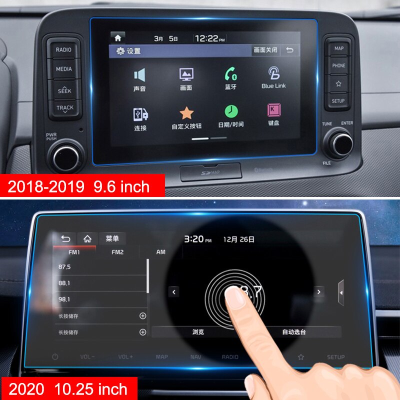 Para Hyundai KONA vidrio templado de coche película protectora de para pantalla de navegación GPS LCD pegatinas Accesorios