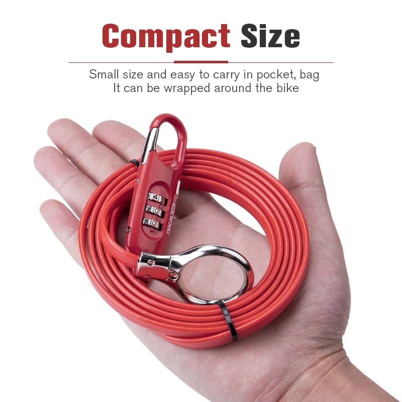 Bicycle Lock With Combination Cable Lock For Mountain Road Bike Helmet Lightweight Multifunction Luggage Cycle Bike Lock