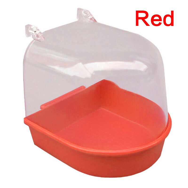 1Pc Plastic Bird Water Bath Box Parrots Parakeet Hanging Birdbath Cage Bathtub Bird Bath Bird Water Bath Tub Pet Bird Bowl: Red