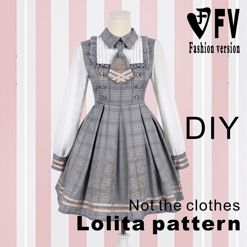 Vestido de manga larga de Lolita para mujer, LOLI-6 de dibujo de corte de ropa, 1:1