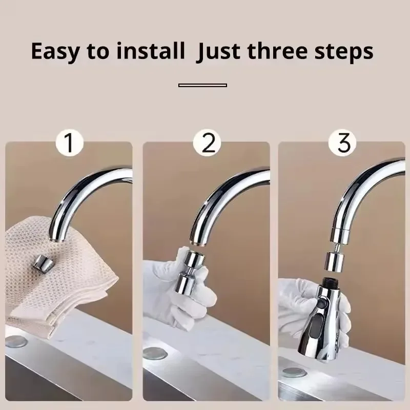 360° Universal Kitchen Tap Aerator Faucet Sprayer Nozzle Replacement Pull Out Water Saving Shower Head Extender Adapter