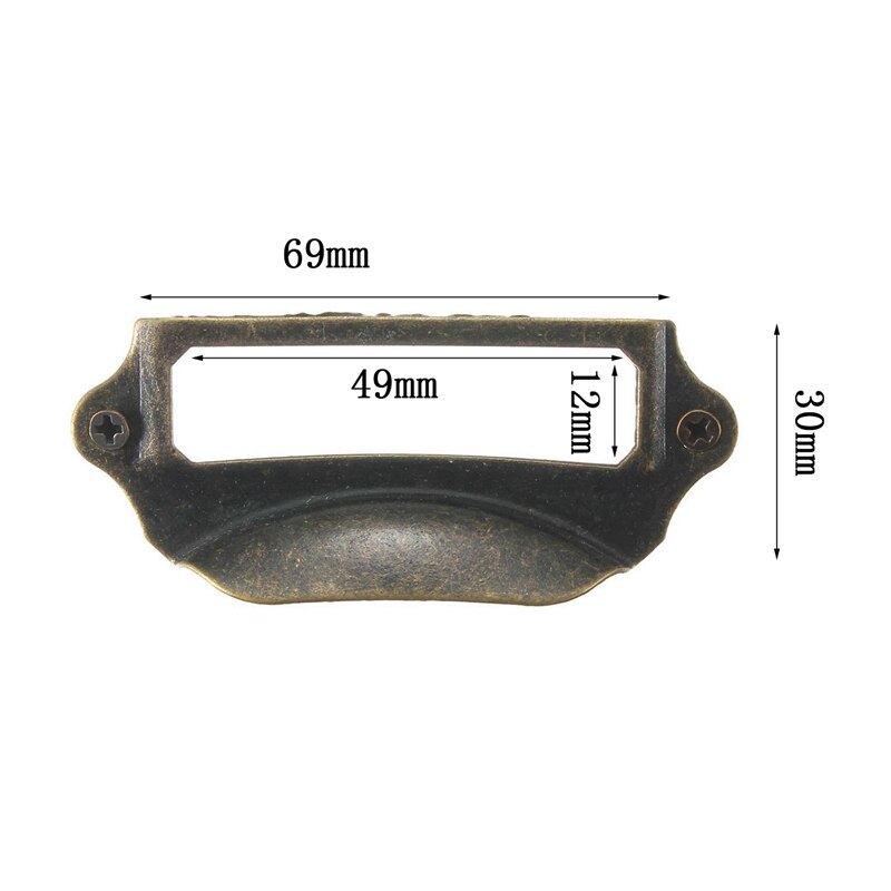30 Pieces 69X30mm Antique Bronze Card Holder Drawer Pull/Label Frames Card/Tag Pull/Cabinet Frame Handle/File Name Card Holder f