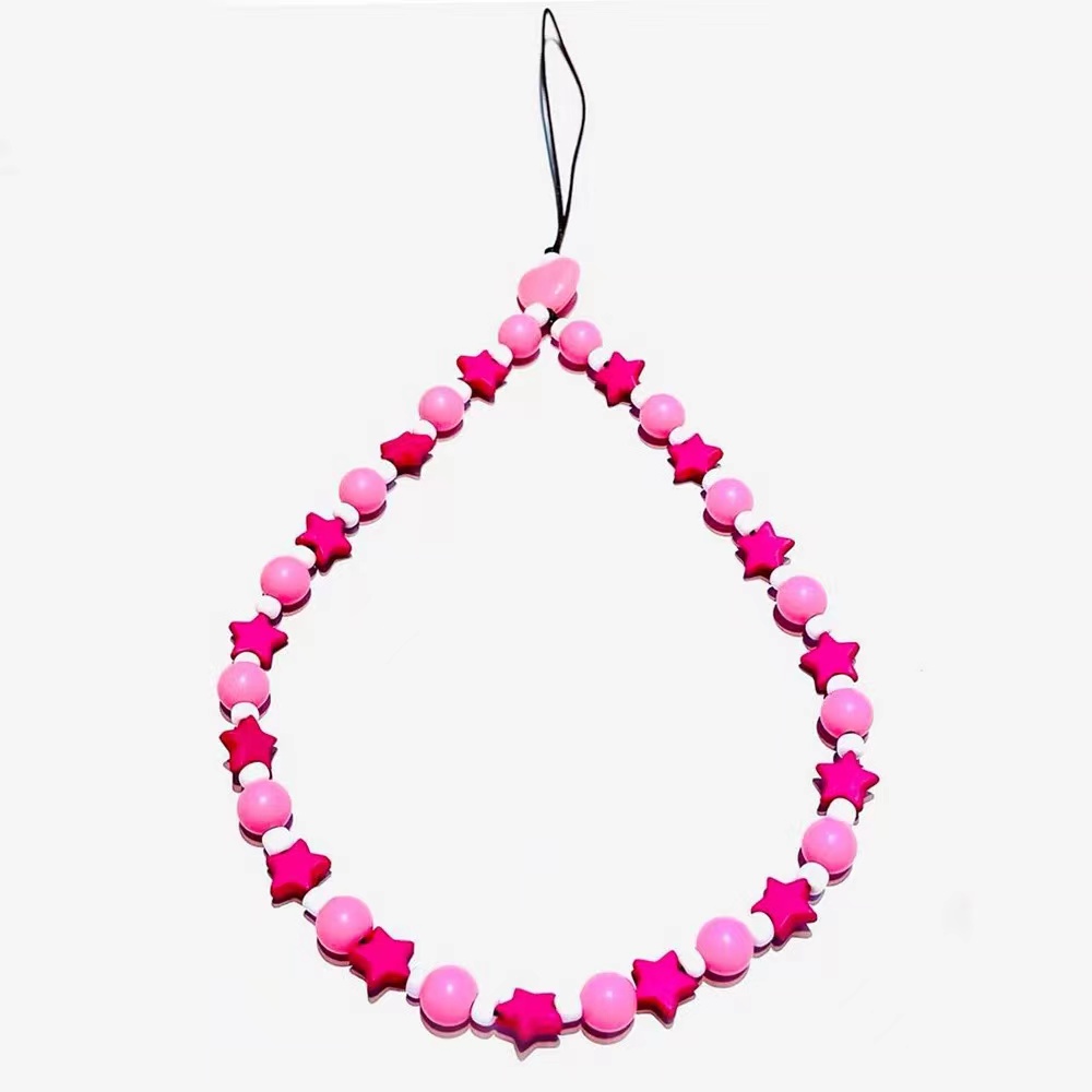 Blauwe Ster Bohemian Rainbow Star Mobiele Telefoon Keten Voor Vrouwen Acryl Regenboog Hart Geometrische Kralen Mobiele Telefoon Keten: Licht Geel Goud Kleur