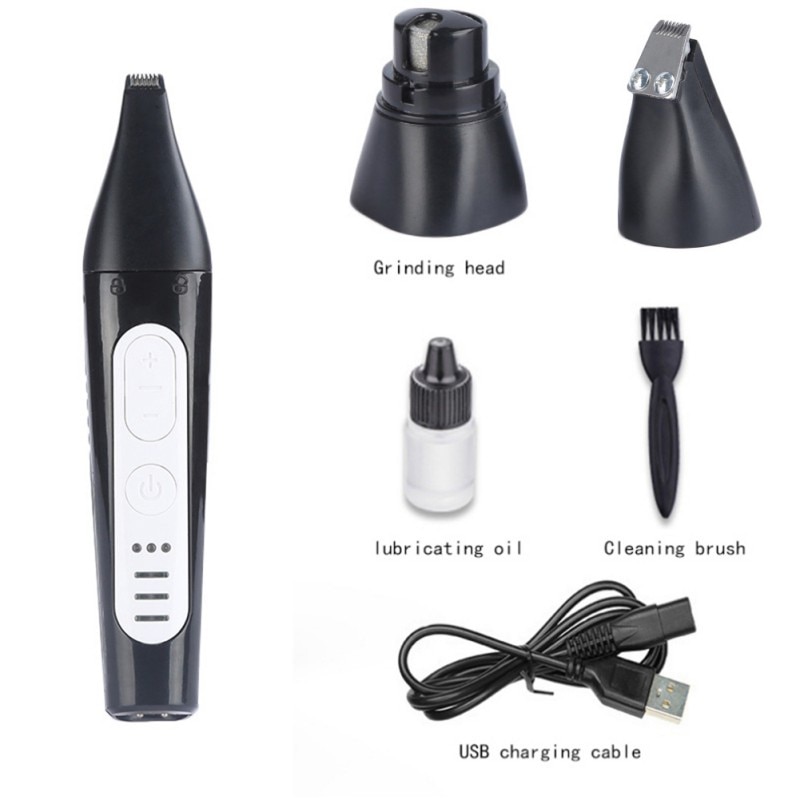 Pet Dog Hair Nail Trimmer Animal Grooming Kit USB Rechargeable Electric Low-Noise Multi-function Clippers Scissor