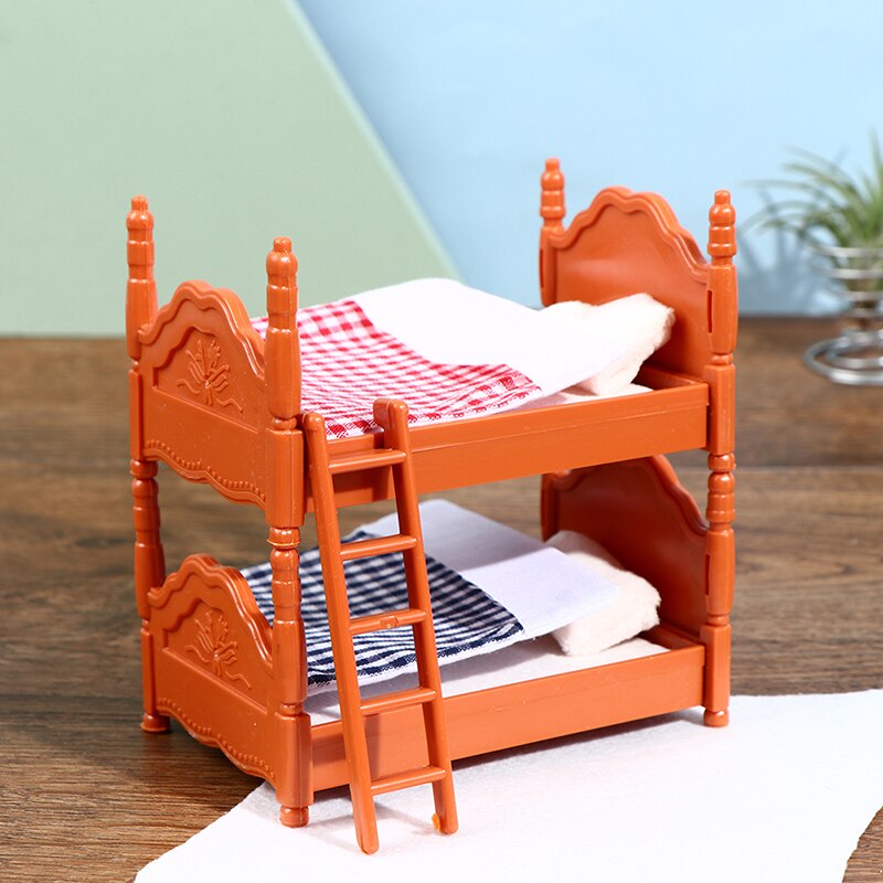 1 Set Poppenhuis Mini Slaapkamer Kinderen Mini Dubbele Bed Meubels Scene Speelgoed Voor Kind Kids