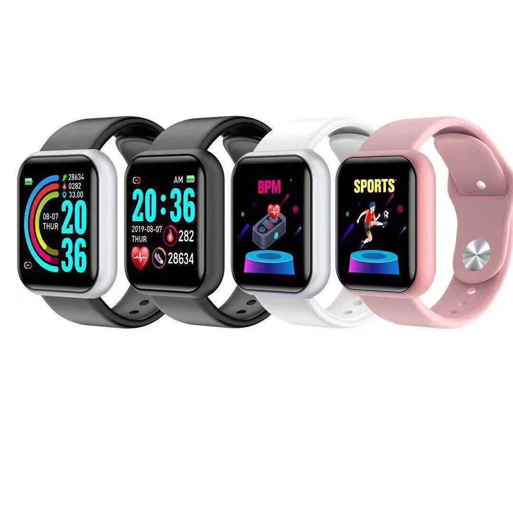 2PCS Y68 Smart Watch Fitness Tracker Blood Pressure Smartwatches Waterproof Heart Rate Monitor Bluetooth Smart Wristwatch