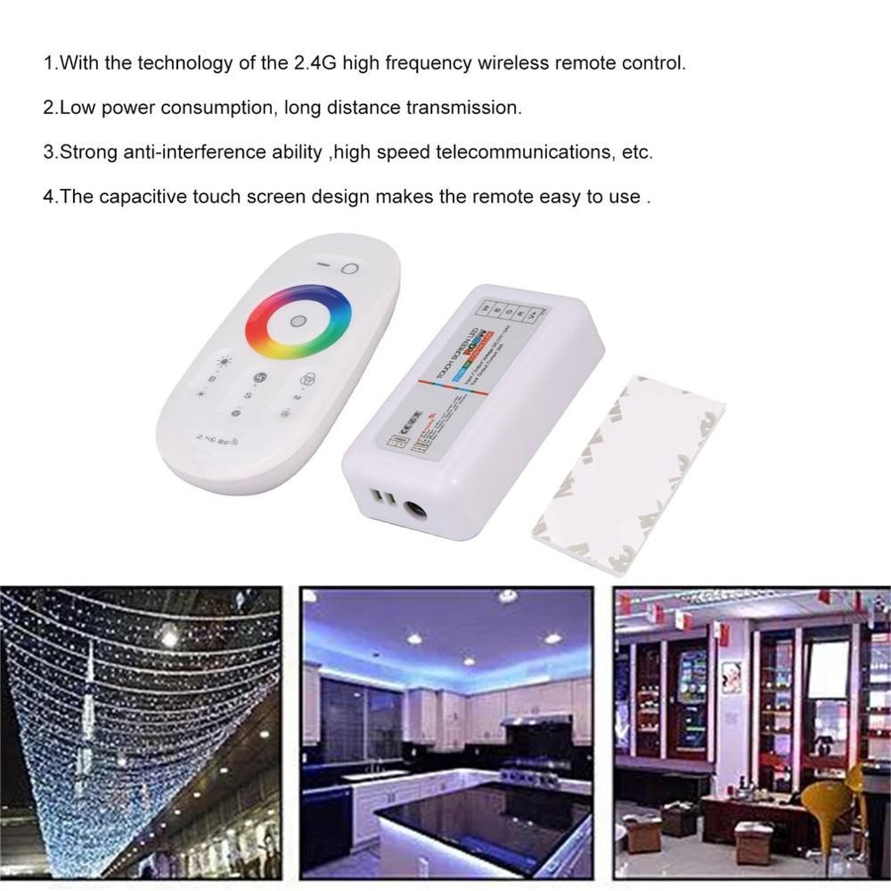 2.4G RGBW Touch Controller LED Strip Wireless RF Remote Control With Remote Wall Holder for LED Strip Light
