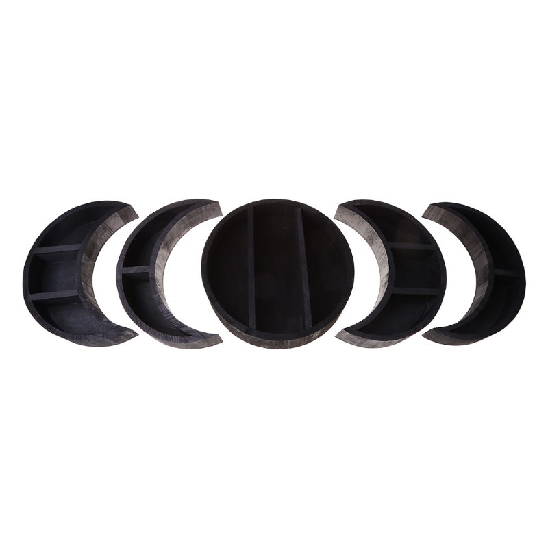 Estante de almacenamiento con forma de Luna para decoración del hogar, estantería de madera rústica montada en la pared, colgante, para exhibición de fotos, 3/5 Uds.