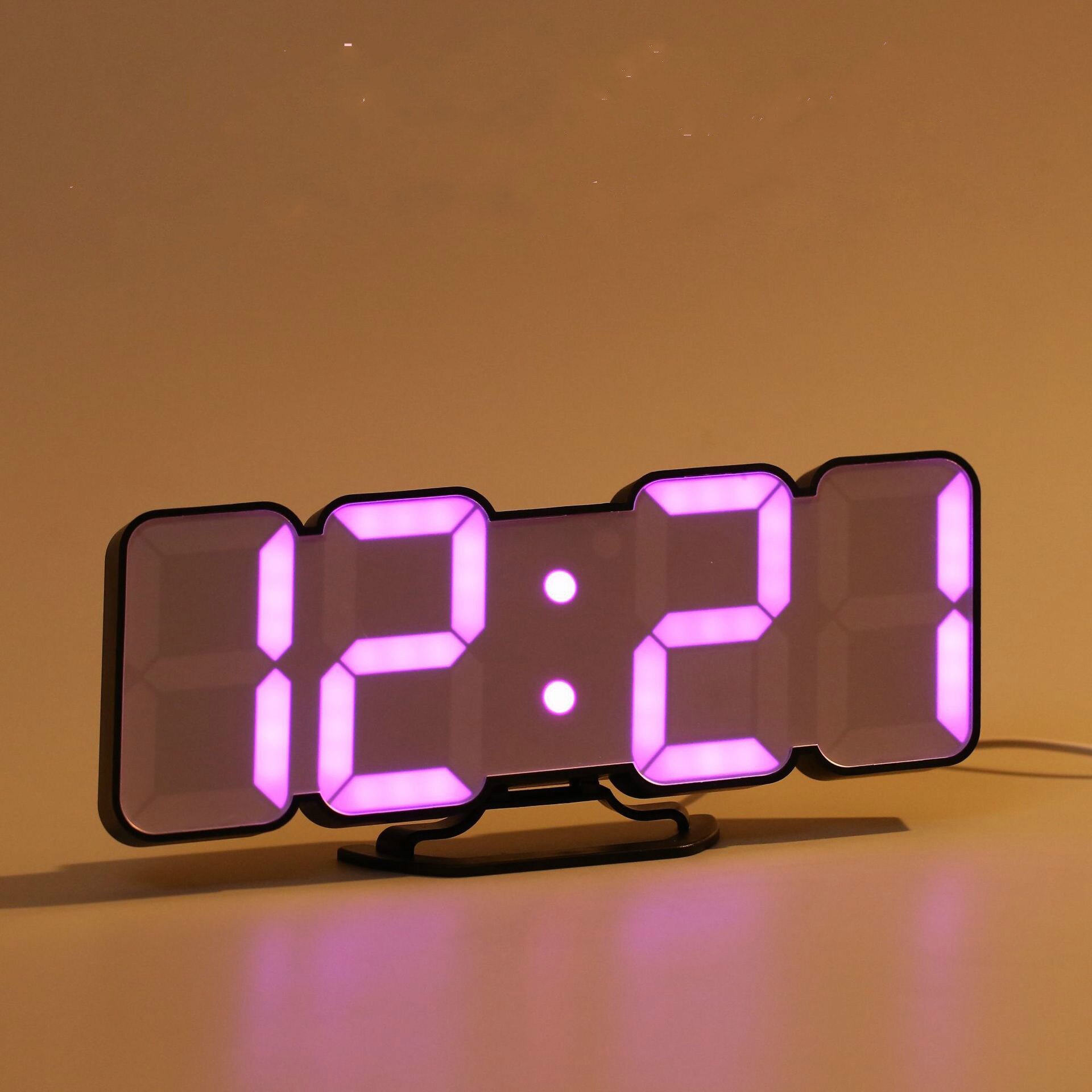 Digitaalinen seinäkello 3d langaton kauko -usb -kellonäyttö led -herätyskello, jossa on lämpötilan/päivämäärän äänensäätöpöytäkello