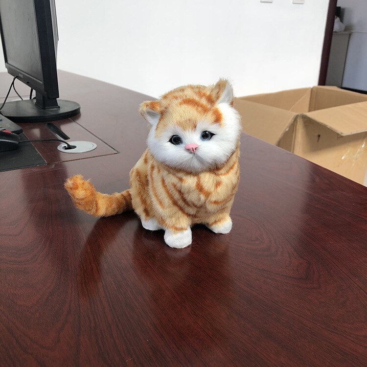 Leuke Simulatie Kat Knuffel Met Geluid Mooie Simulatie Dier Pop Cadeau Voor Kinderen Home Decoratie: Golden