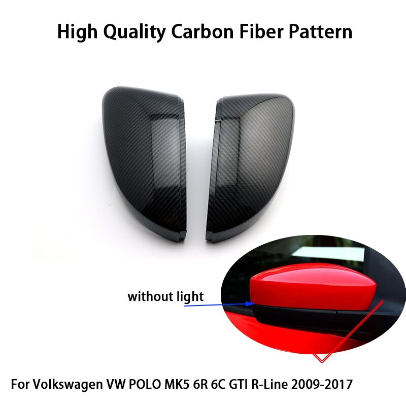 Carbon Look Side Wing Mirror Cover for VW Golf 7.5 MK7 7 GTD R GTI 6 Passat B7 CC Scirocco Polo 6R 6C MK6 Cap for Jetta 6 MKVI: Carbon Fiber Look -4