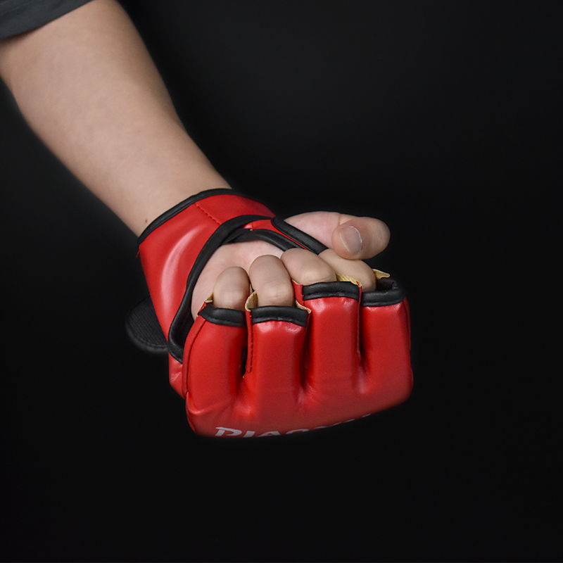 Guantes de entrenamiento de boxeo , cojín de cuero de medio dedo para adultos, Sanda, boxeo, entrenamiento UFC, protección para los dedos