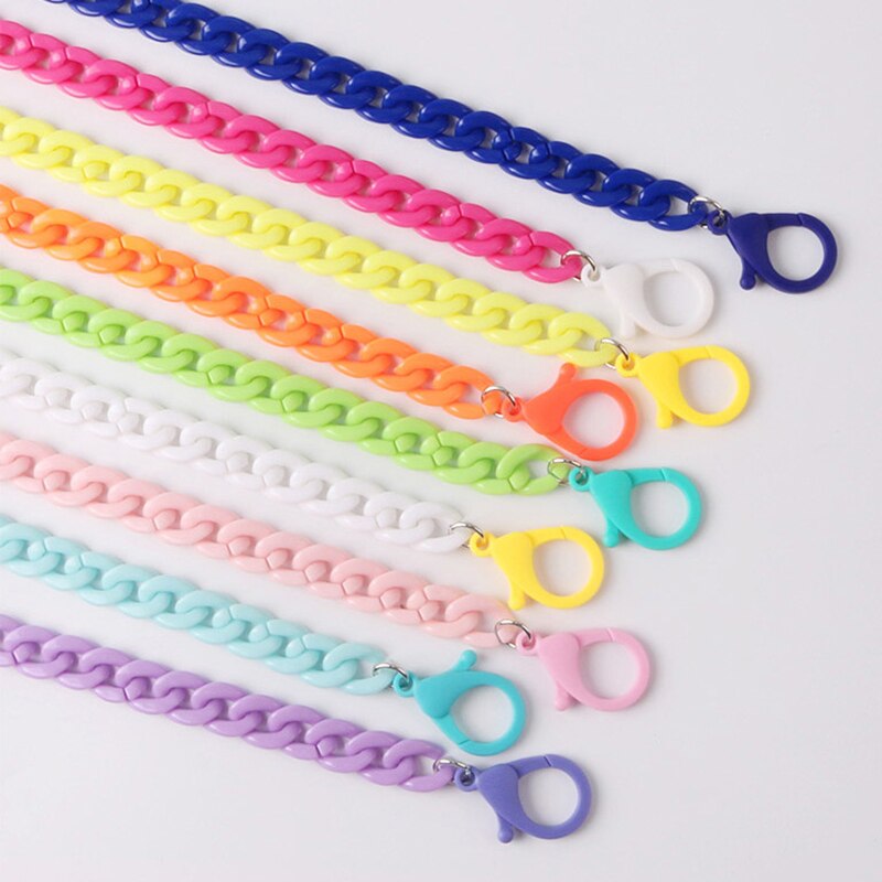 Collar de cadena antipérdida de longitud ajustable para mujer y niño, cadena para cuello, accesorios, collares de acrílico, correa de seguridad