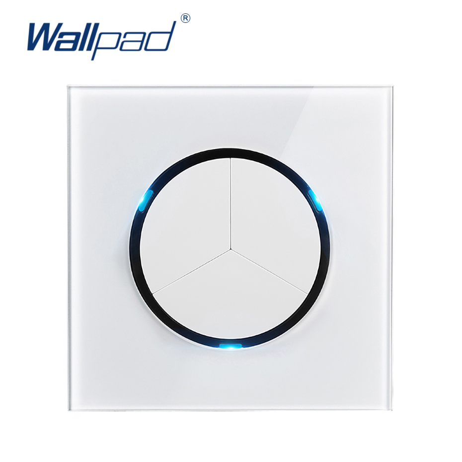 White Glass Panel 1 2 3 4 Gang Wall Light Switch Pass-through Cross Impulse Momentary Switch With Black Edge: 4XL / Ivory