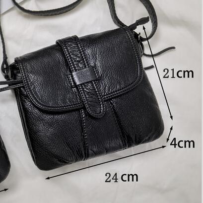 Cuir souple femmes sac de messager décontracté femmes sac à bandoulière femme sac à main noir bolsa feminina fille sac: small